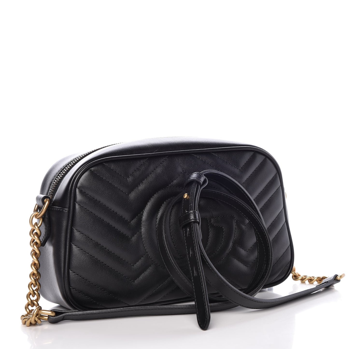 Calfskin Matelasse Small GG Marmont Chain Shoulder Bag Black