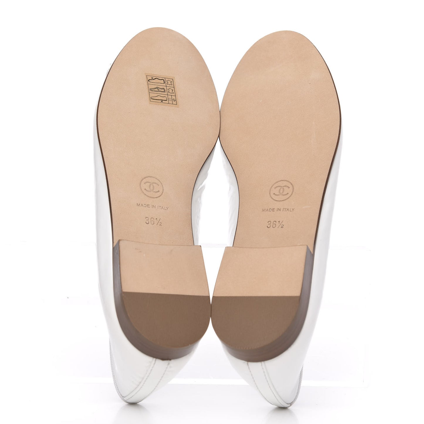 Shiny Crumpled Lambskin CC Cap Toe Ballerina Flats 36.5 White