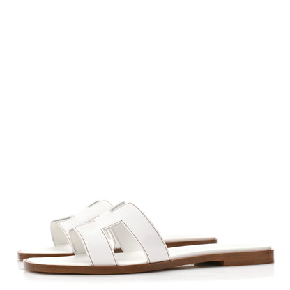 Hermes Box Calfskin Oran Sandals 36.5 White 3 of 9