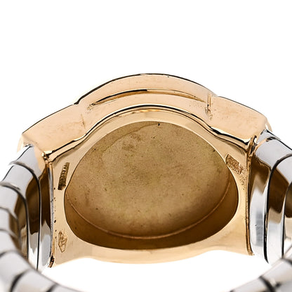 Bulgari Stainless Steel 18K Yellow Gold Onyx Tubogas Ring 53 6.25 4 of 4