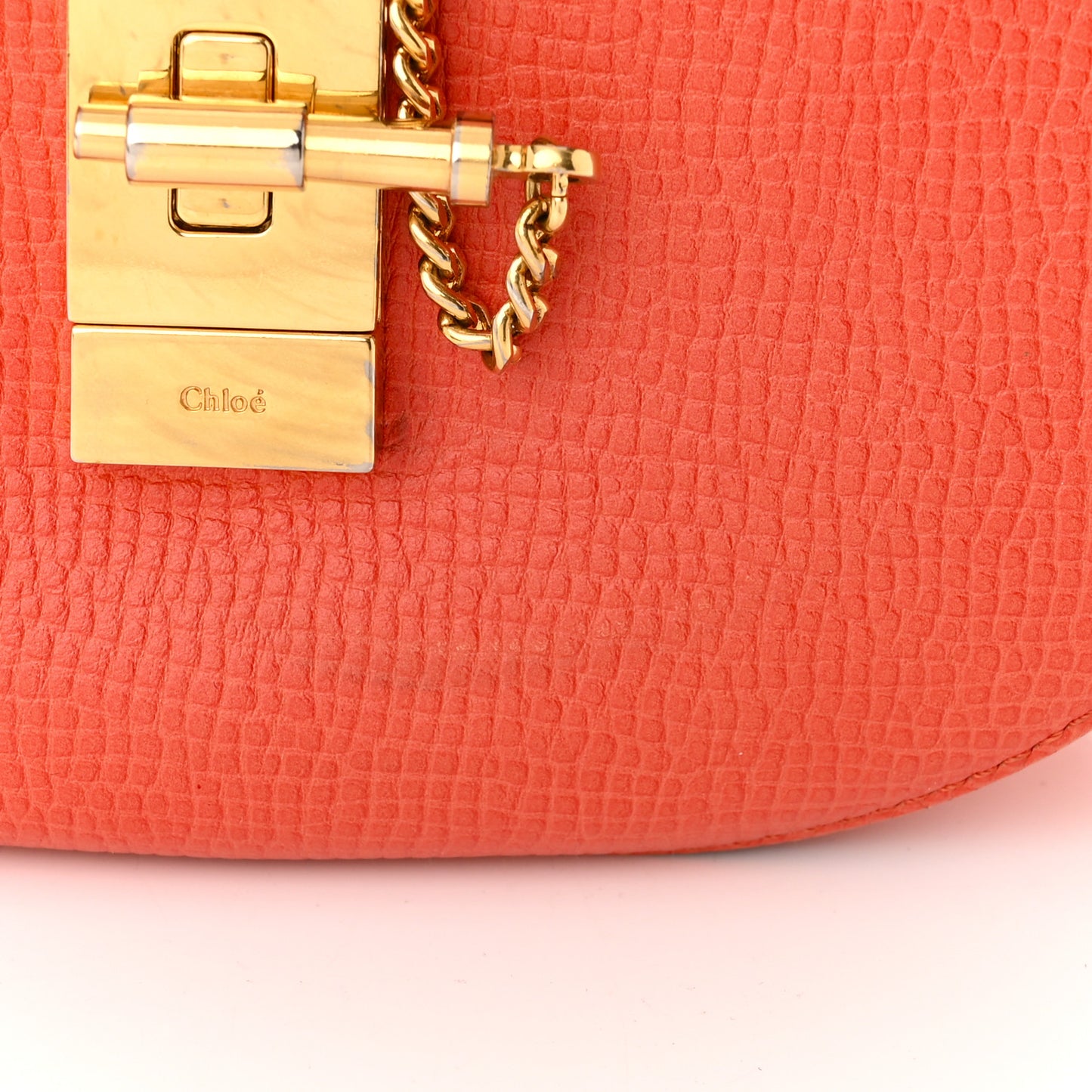 Grained Calfskin Lambskin Mini Drew Shoulder Bag Coral Pop