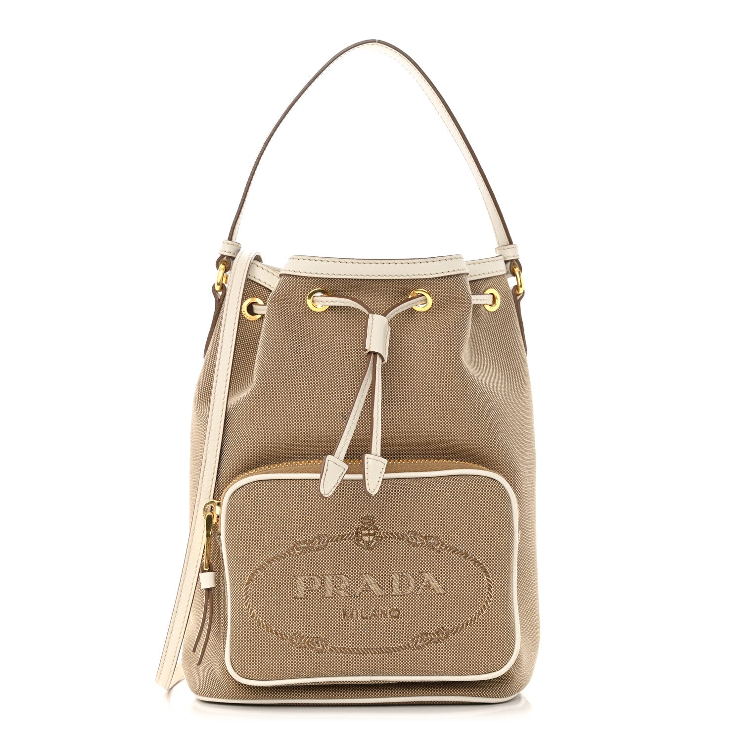 Prada Jacquard Logo Mini Bucket Crossbody Bag Corda Talco 1 of 14