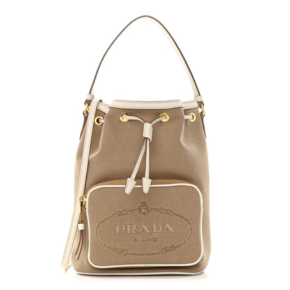 Prada Jacquard Logo Mini Bucket Crossbody Bag Corda Talco 1 of 14
