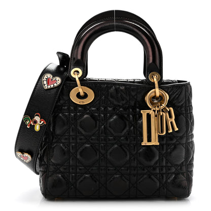 Christian Dior Crinkled Patent Cannage Small Lucky Badges My Lady Dior Black 1 of 13