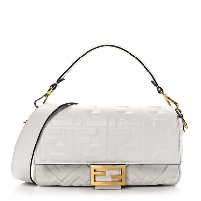 Fendi Nappa FF 1974 Embossed Baguette White 1 of 8