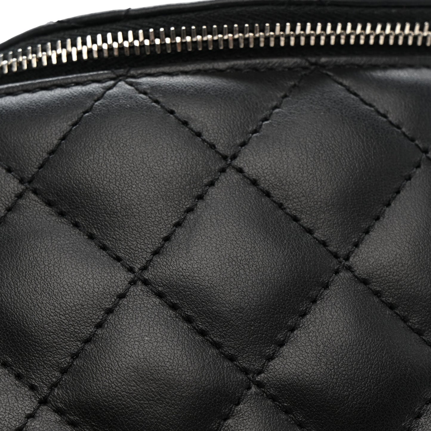 Lambskin Quilted Waist Belt Bag Black
