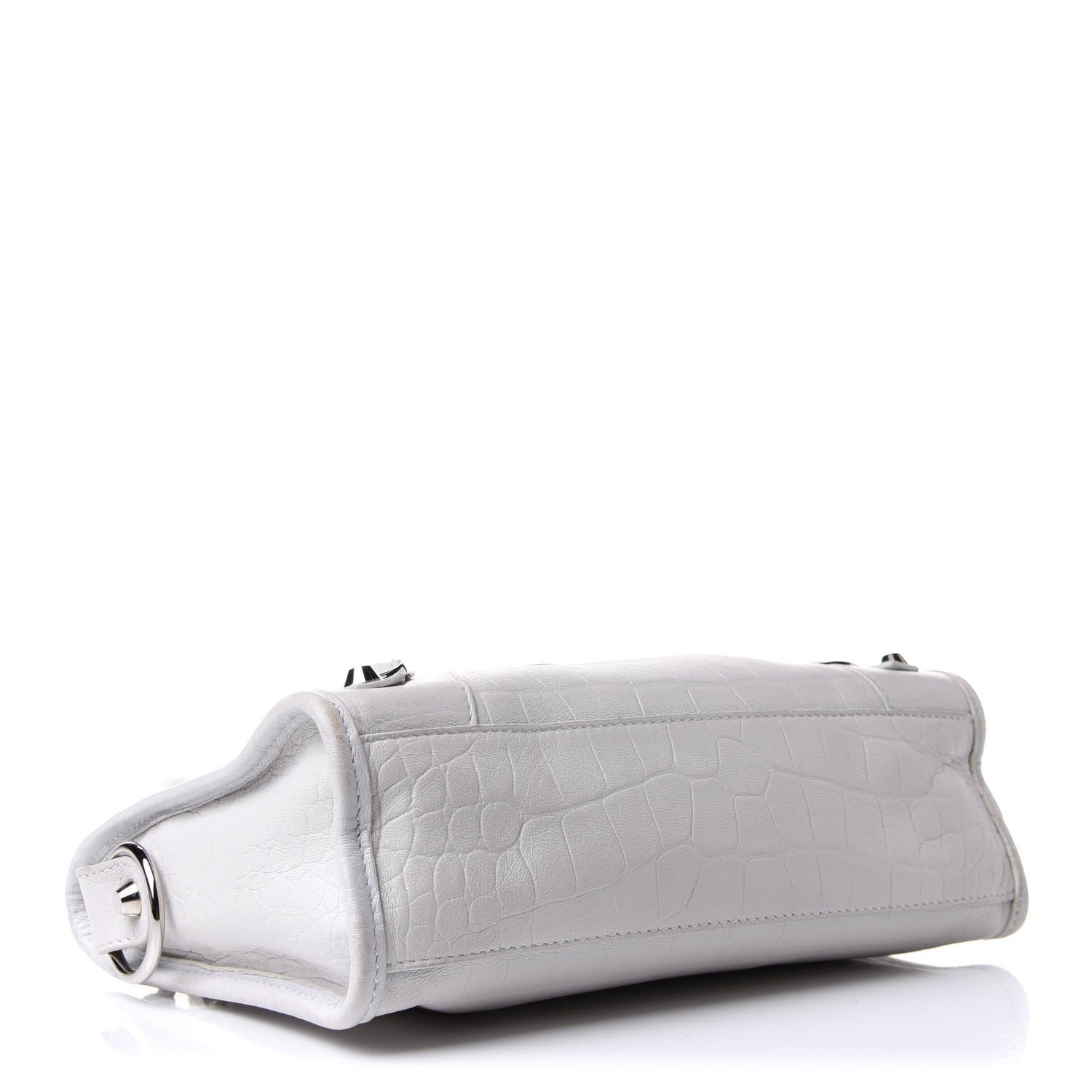 Balenciaga Matte Supple Lambskin Crocodile Embossed Classic Silver Hardware Mini City White 4 of 10