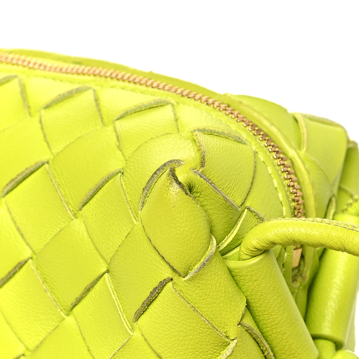 Nappa Intrecciato Mini Loop Camera Bag Acid Kiwi