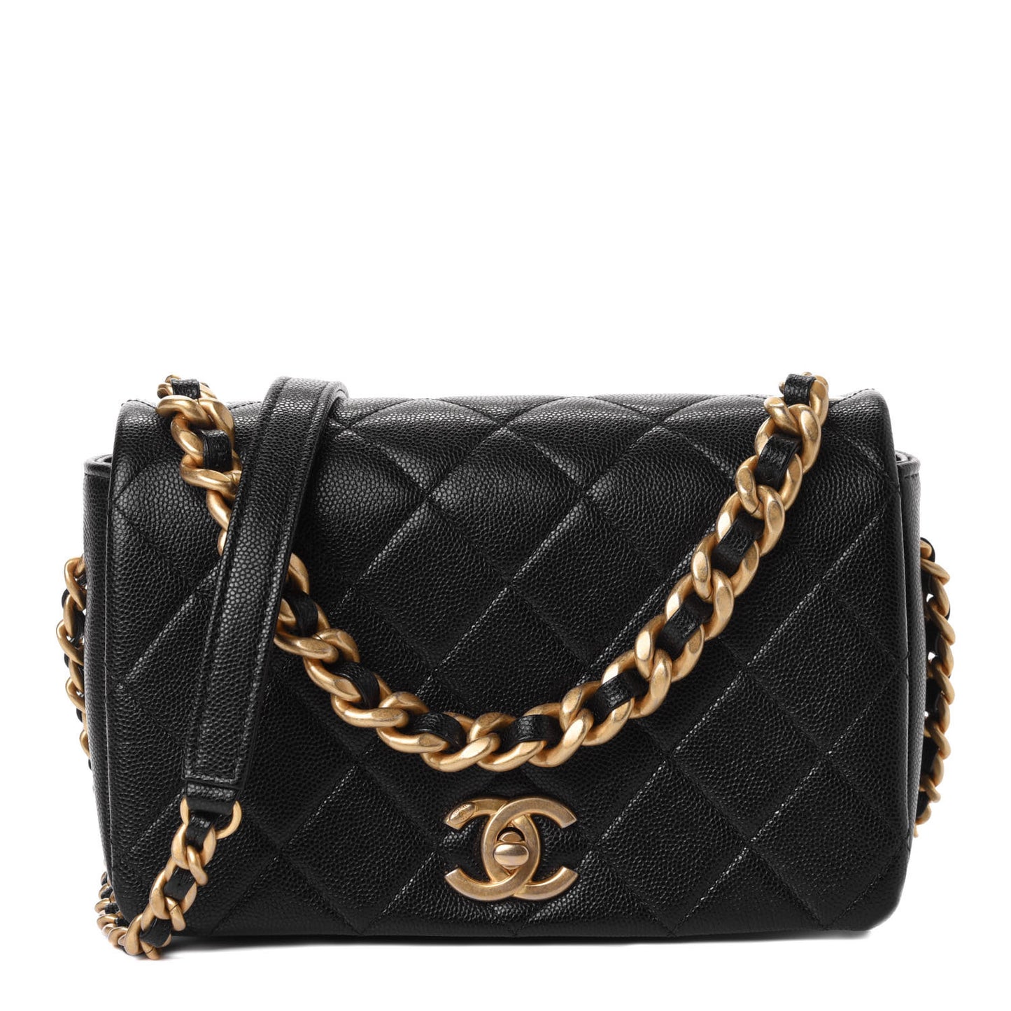 Caviar Quilted Small Fashion Therapy Flap Bag Black