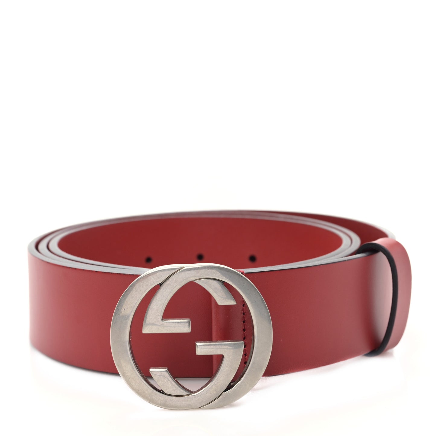 Selleria Calfskin Nickel Interlocking G 37mm Belt 110 44 Rosso