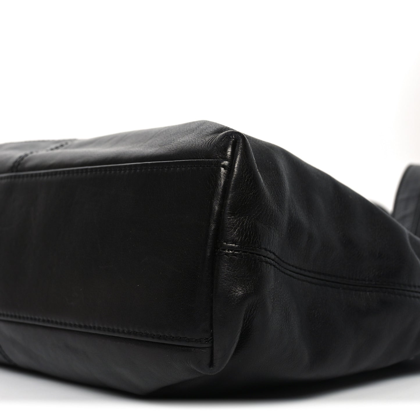 Lambskin CC Stitched Tote Black