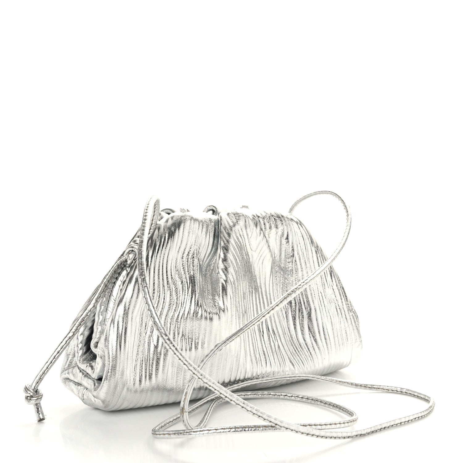 Bottega Veneta Metallic Bark Calfskin The Mini Pouch Silver 3 of 10
