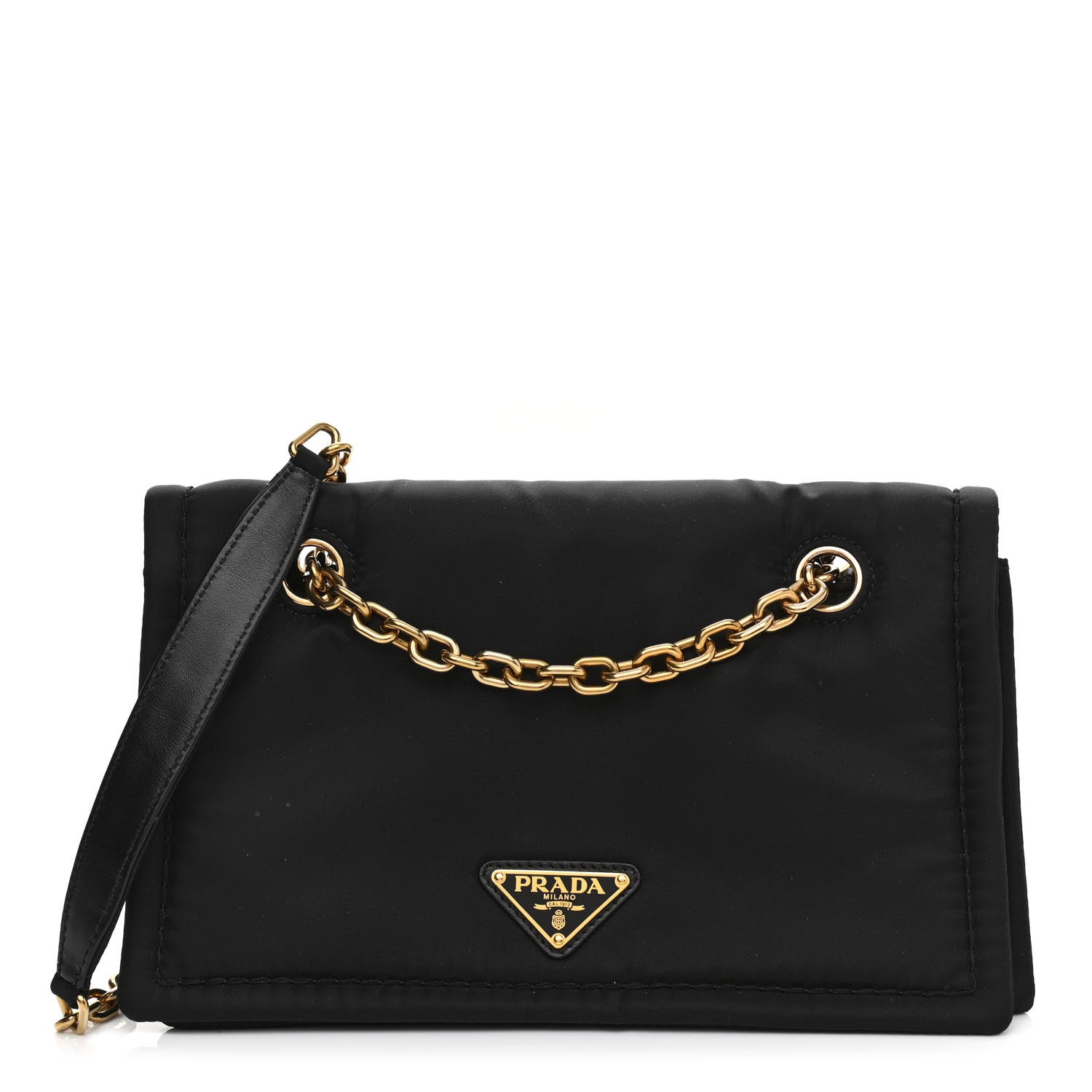 Prada Tessuto Nylon Padded Chain Shoulder Bag Black 1 of 9