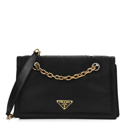 Prada Tessuto Nylon Padded Chain Shoulder Bag Black 1 of 9