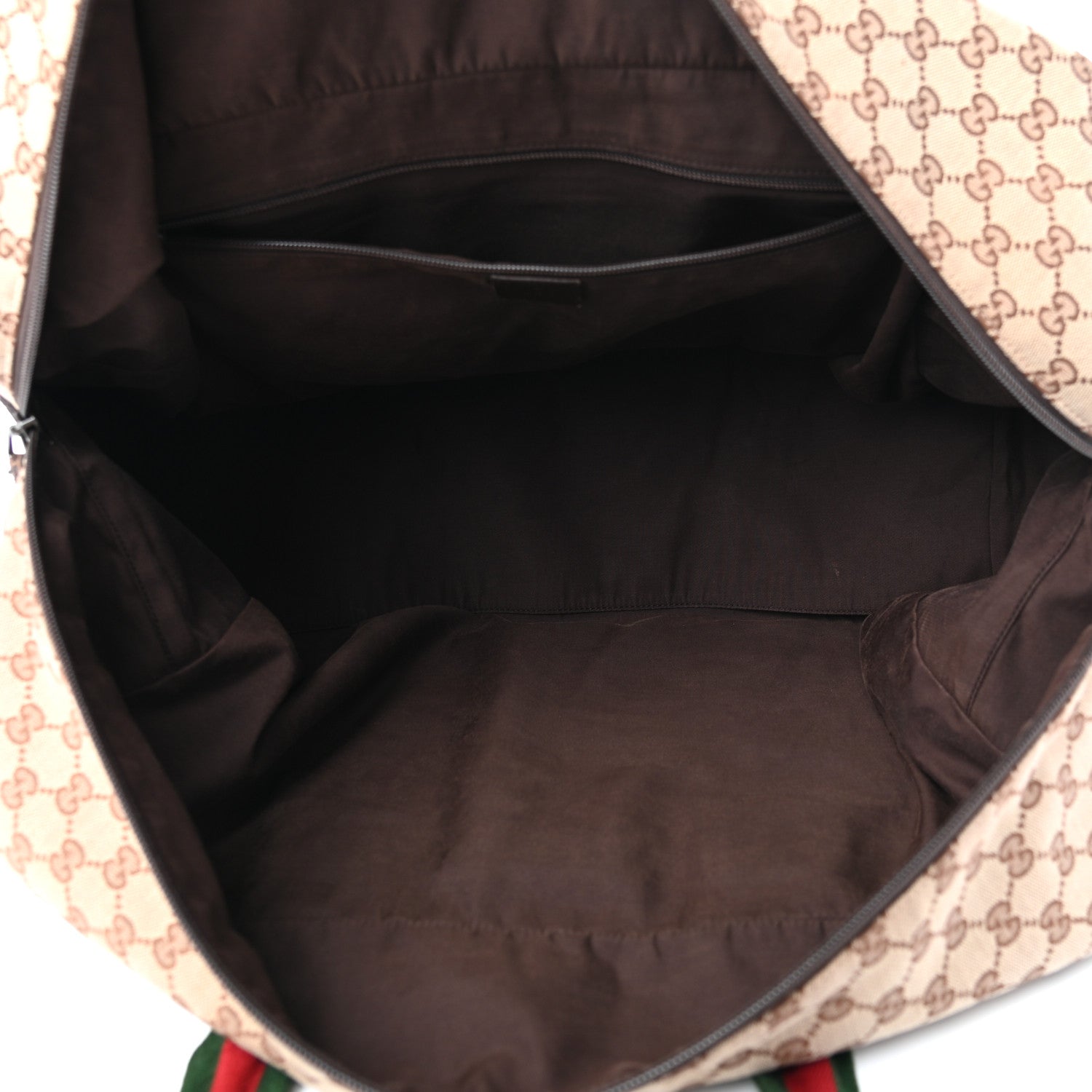 Gucci GG Monogram Web Large Collapsible Carry On Duffle Beige Brown 4 of 10