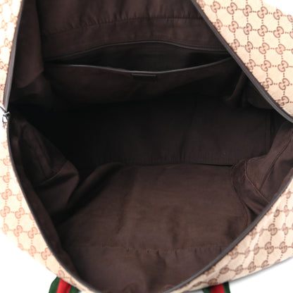 Gucci GG Monogram Web Large Collapsible Carry On Duffle Beige Brown 4 of 10
