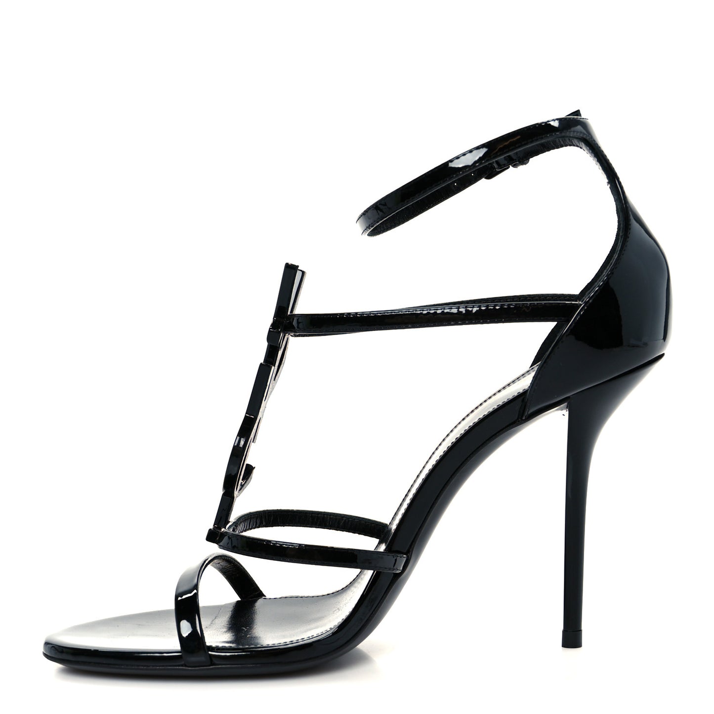 Vernice Chiffon Cassandra 100 Ankle Strap Sandals 37.5 Black
