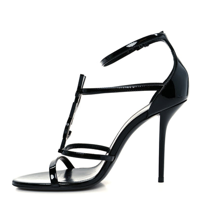 Saint Laurent Vernice Chiffon Cassandra 100 Ankle Strap Sandals 37.5 Black 1 of 11