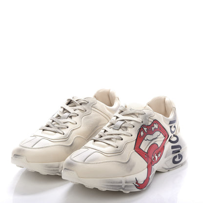 Gucci Calfskin Mouth Print Womens Rhyton Sneakers 38 Ivory 3 of 8