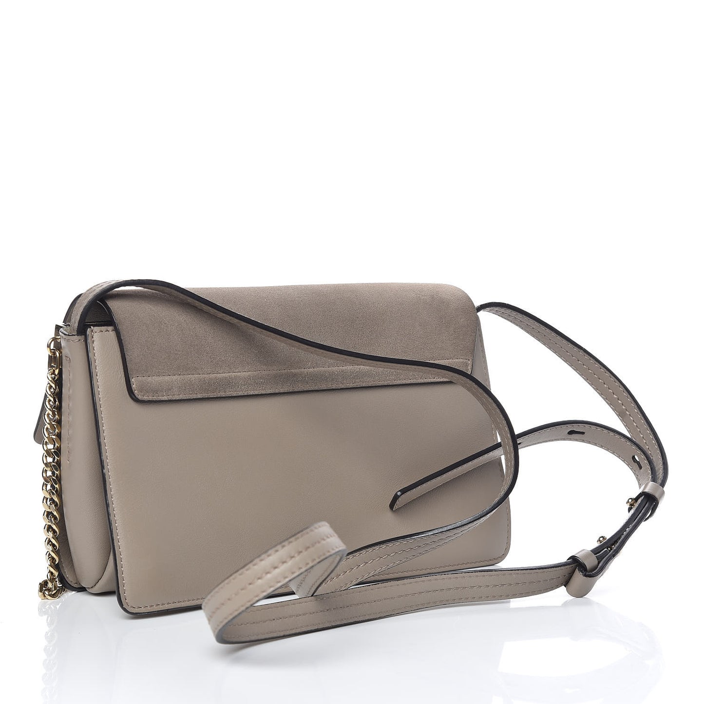 Suede Calfskin Small Faye Shoulder Bag Motty Grey