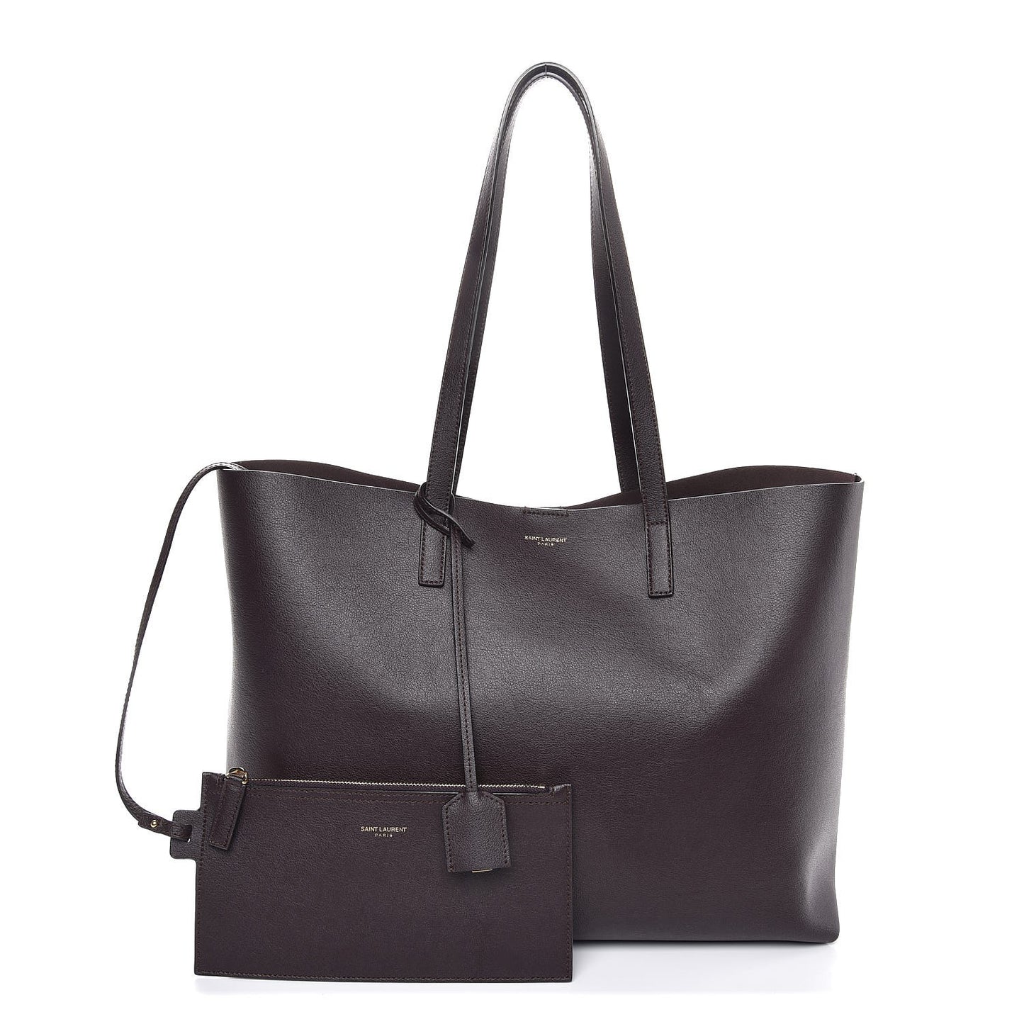 Calfskin Large Shopping Tote Dark Brown