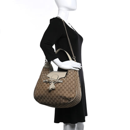 Gucci Monogram Margaux Calfskin Medium Emily Hobo Beige Ebony Mystic White 2 of 12
