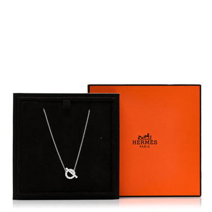 Hermes 18K White Gold Diamond Finesse Pendant Necklace 5 of 5