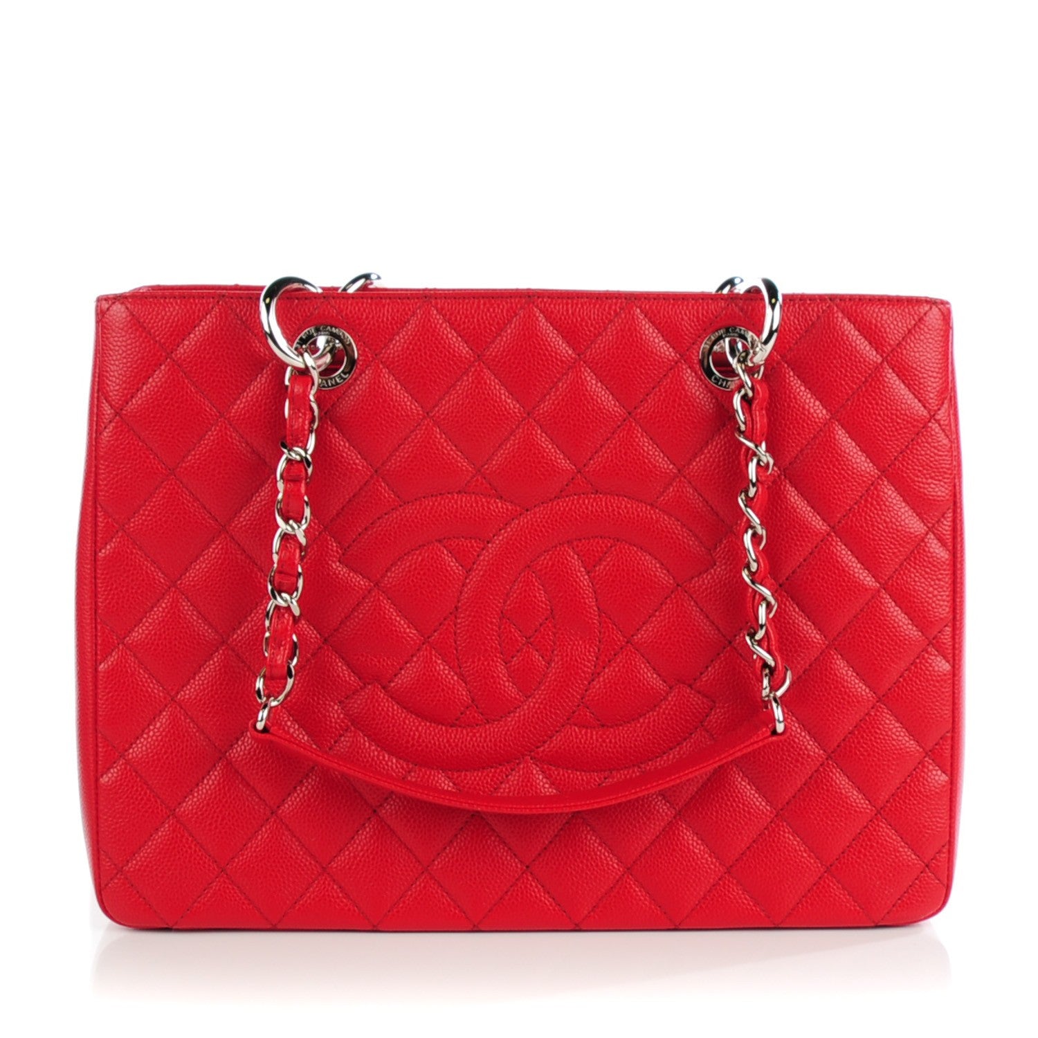 Chanel Caviar Quilted Grand Shopping Tote GST Red 1 of 8