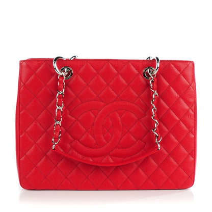 Chanel Caviar Quilted Grand Shopping Tote GST Red 1 of 8