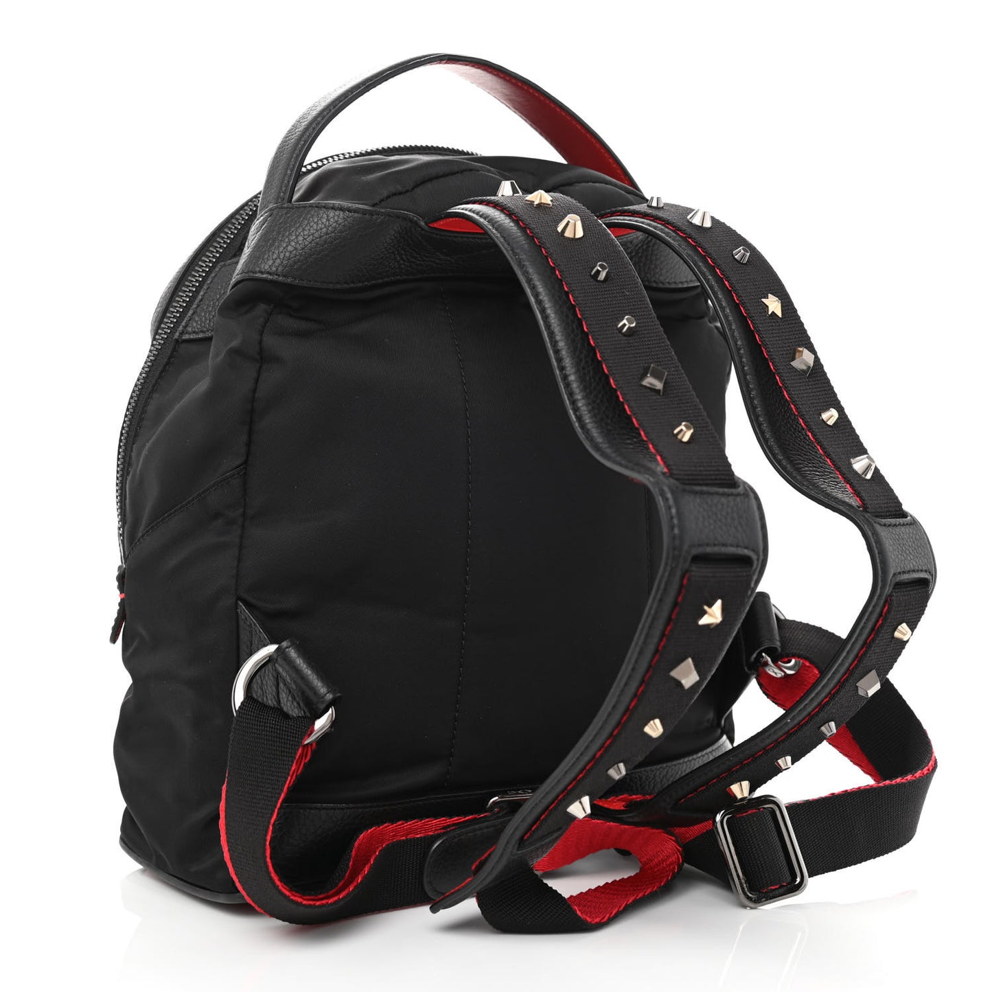Nylon Calfskin Small Backloubi Backpack Black