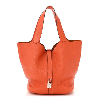 Hermes Taurillon Clemence Picotin Lock 26 GM Orange 1 of 10