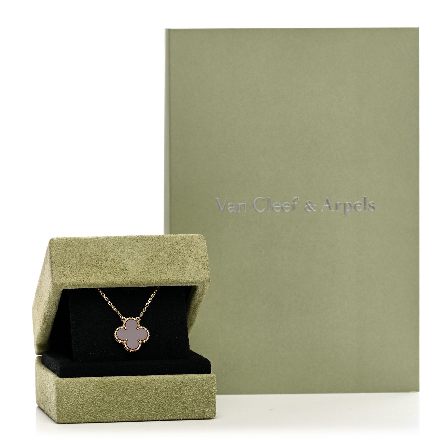 Van Cleef & Arpels 18K Yellow Gold Carnelian Vintage Alhambra Pendant Necklace 5 of 5