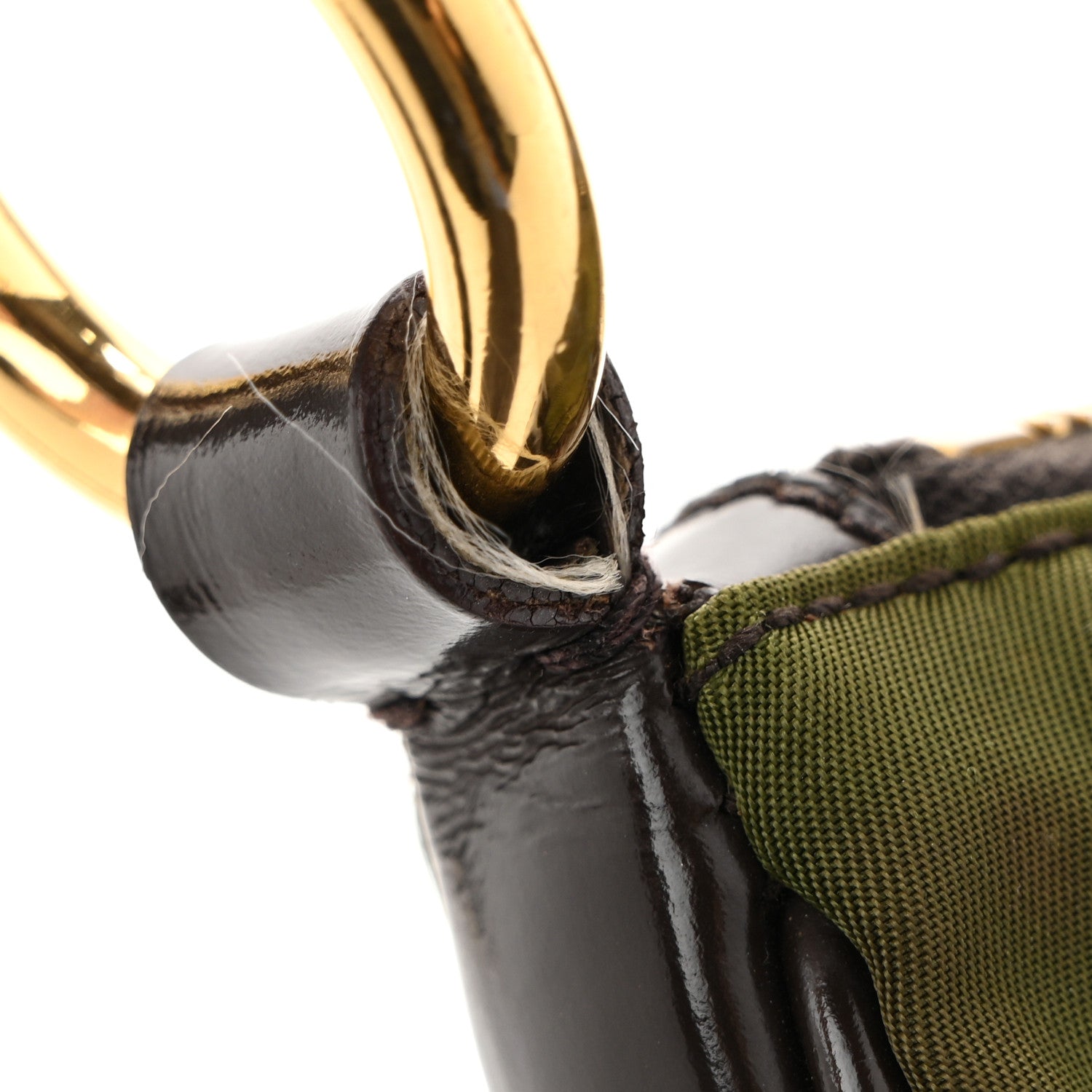 Prada Tessuto Nylon Soft Calf Shoulder Bag Green Brown 12 of 12