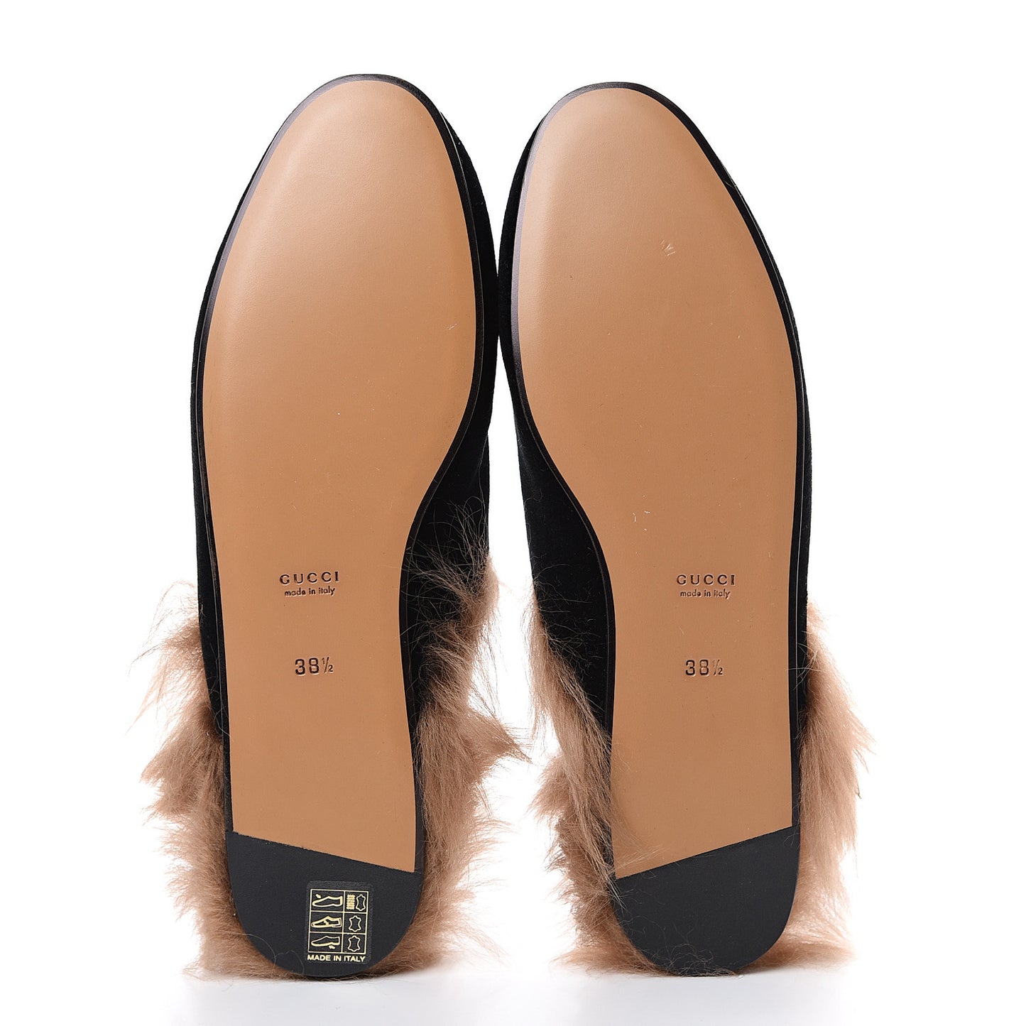 Velvet Fur Womens Princetown Slippers 38.5 Black
