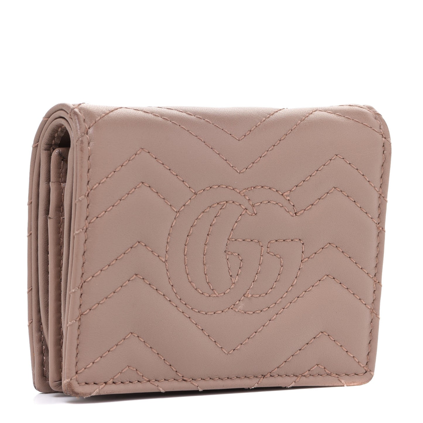 Calfskin Matelasse GG Marmont Card Case Wallet Porcelain Rose