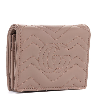 Gucci Calfskin Matelasse GG Marmont Card Case Wallet Porcelain Rose 3 of 12