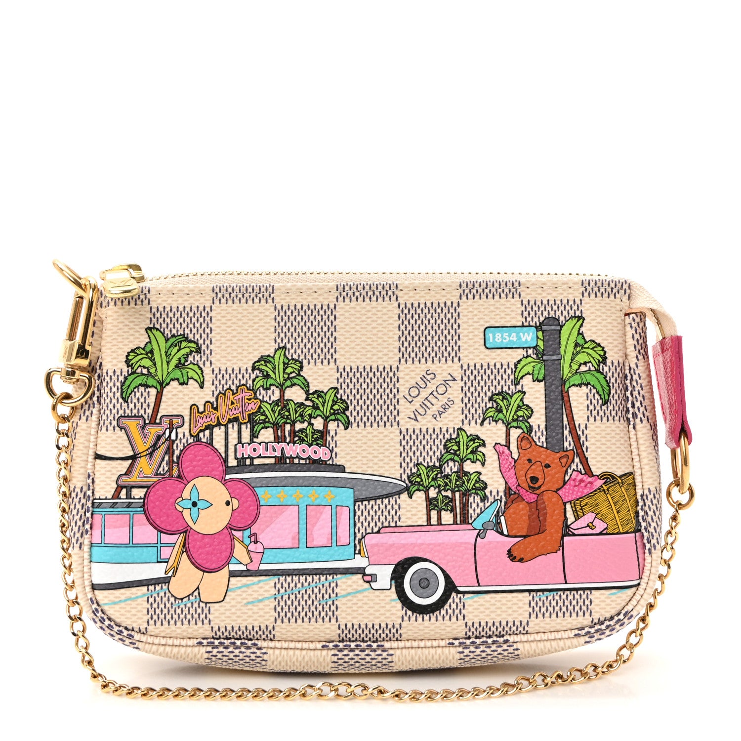 Louis Vuitton Damier Azur 2021 Christmas Animation Hollywood Mini Pochette Accessories Fuchsia 1 of 6