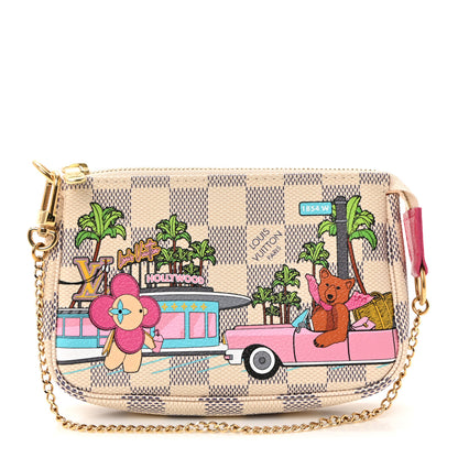 Louis Vuitton Damier Azur 2021 Christmas Animation Hollywood Mini Pochette Accessories Fuchsia 1 of 6