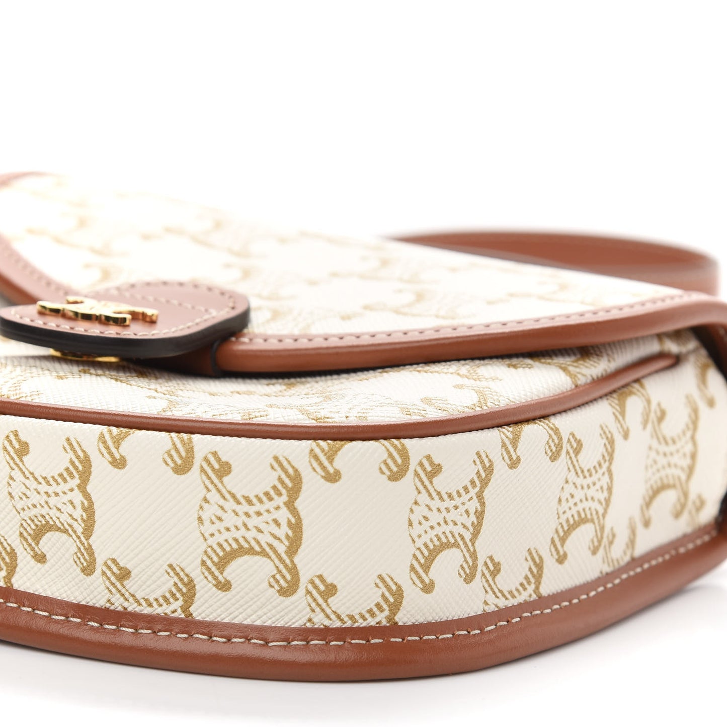 Triomphe Canvas Calfskin Mini Besace Bag White