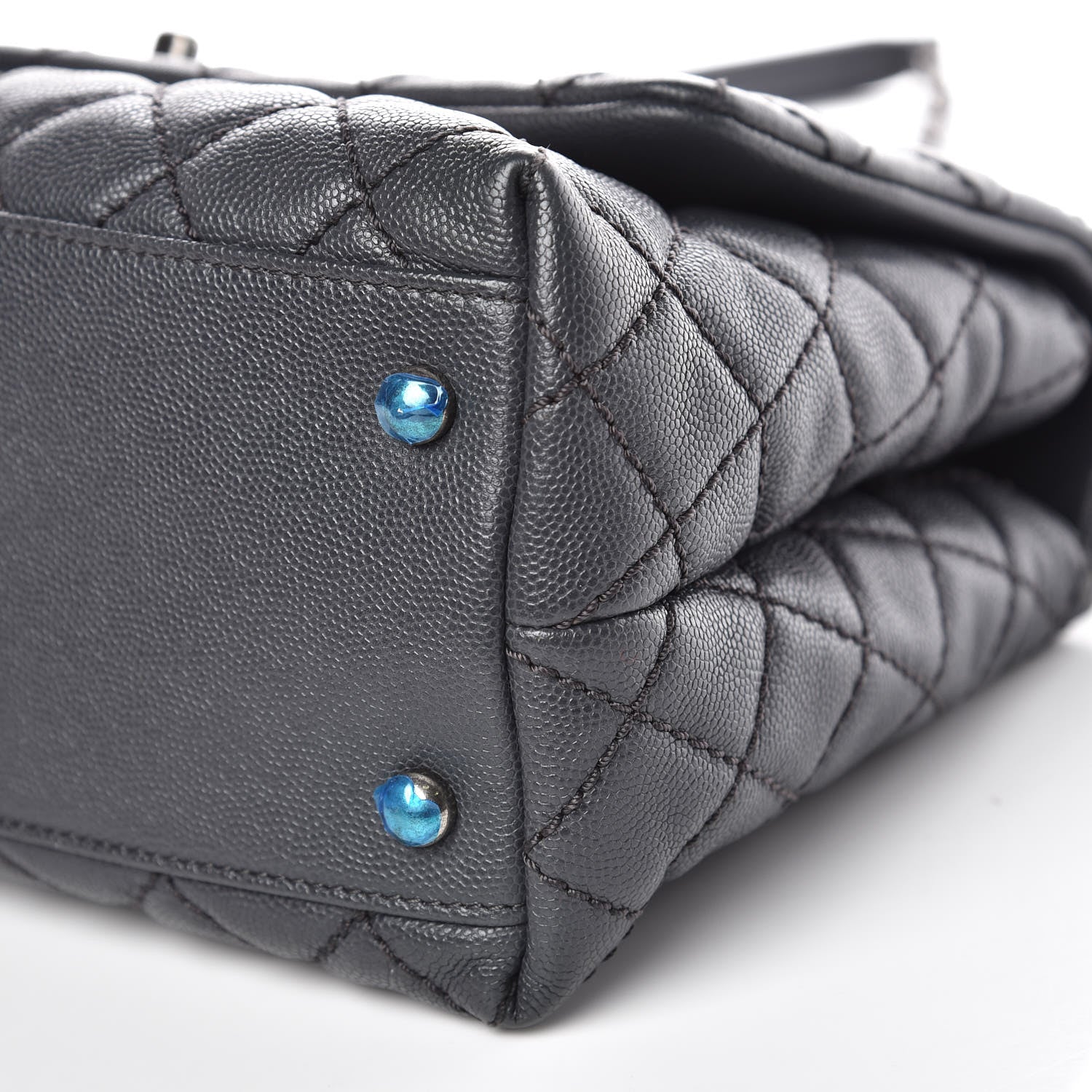 Chanel Caviar Lizard Quilted Small Coco Handle Flap Dark Grey 11 of 11