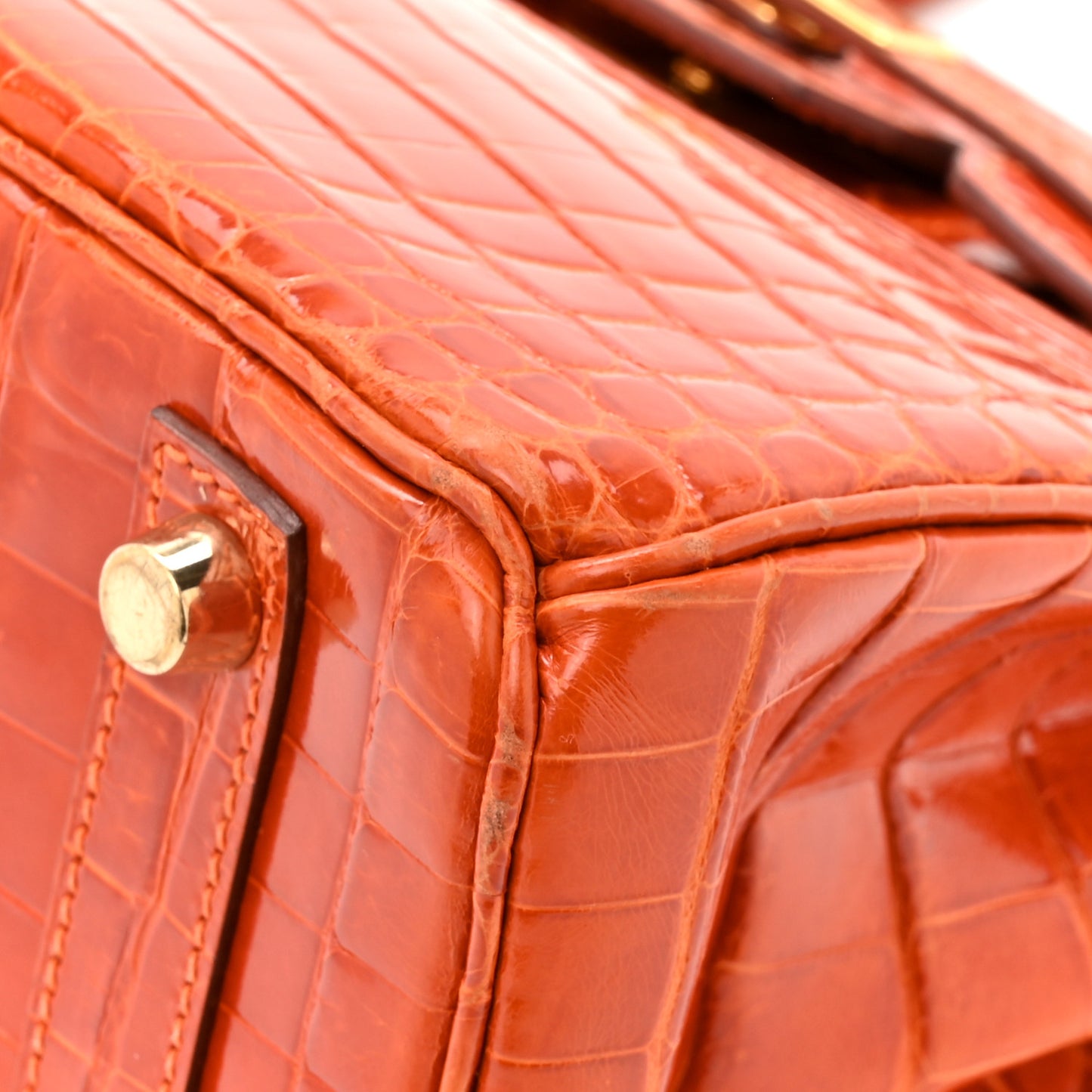 Shiny Niloticus Crocodile Birkin 25 Orange