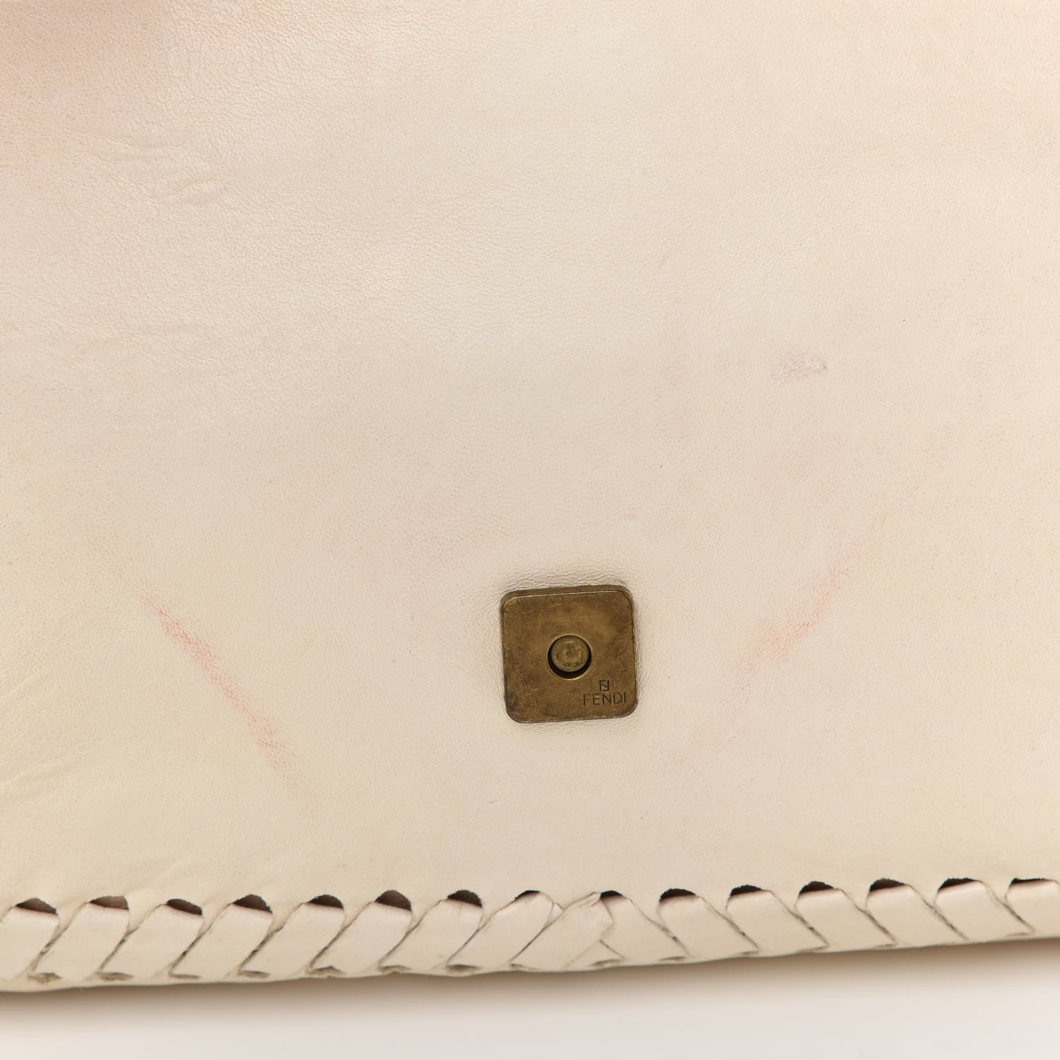Fendi Goatskin Whipstitch Large Convertible Baguette White 11 of 11