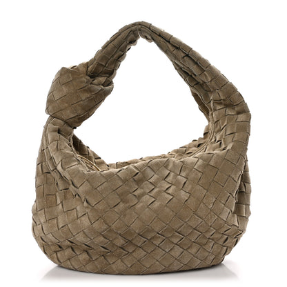 Bottega Veneta Suede Calfskin Intrecciato Teen Jodie Hobo Beige 1 of 10