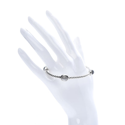 David Yurman Sterling Silver Moonstone 3mm 4 Station Bangle Bracelet 2 of 7