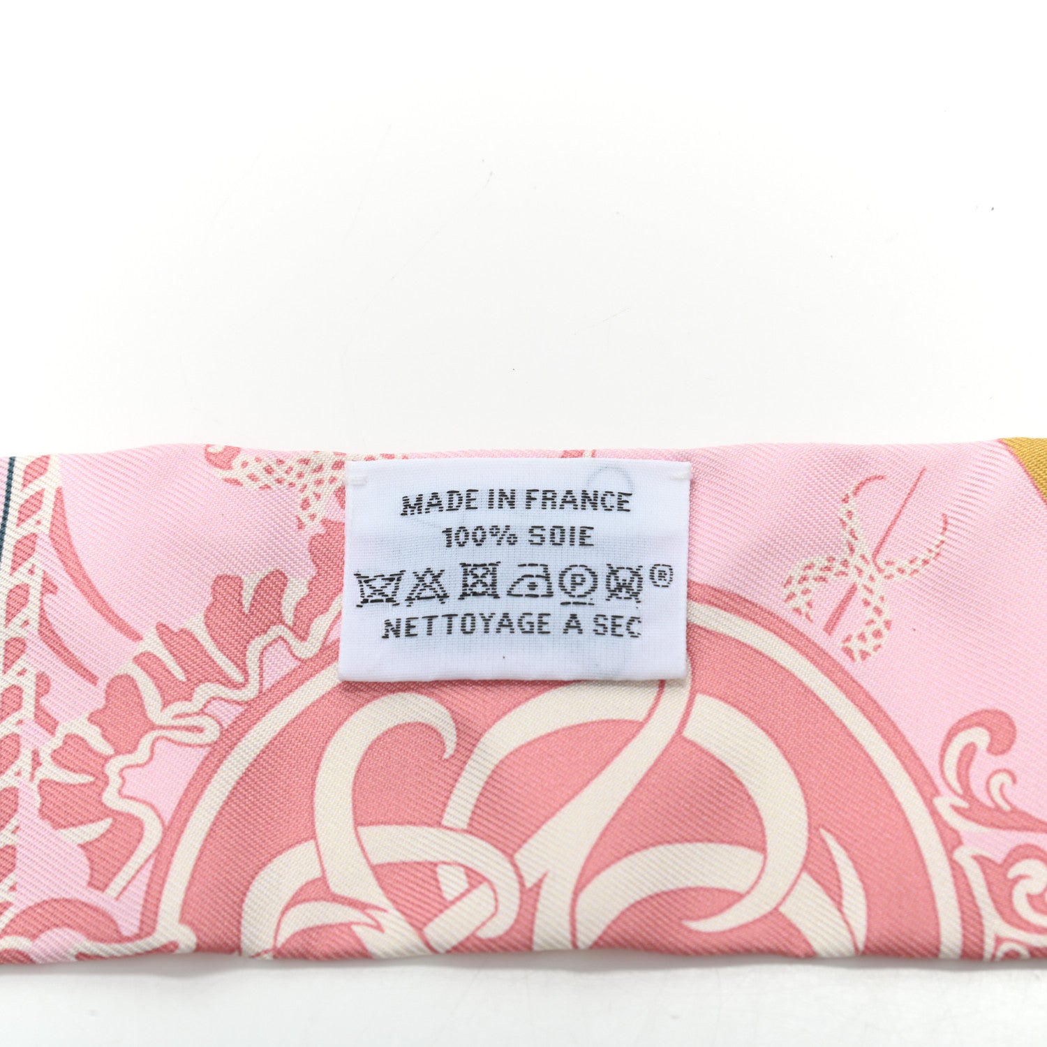 Hermes Silk Ex-Libris Twilly Rose Pale Vert Ocre 3 of 4