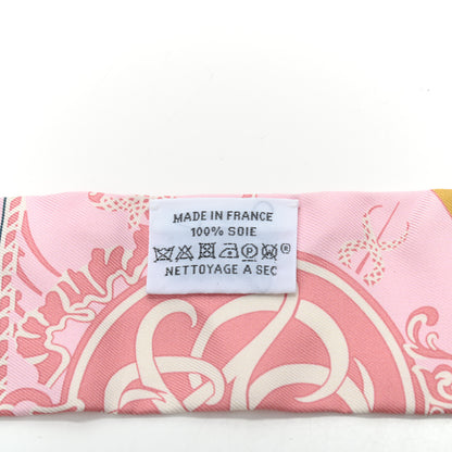 Hermes Silk Ex-Libris Twilly Rose Pale Vert Ocre 3 of 4