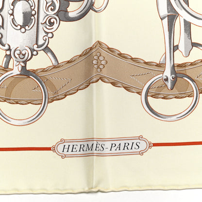 Hermes Silk Lift Profile Scarf 90 Creme Beige Gris 2 of 5