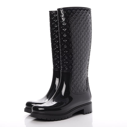 Louis Vuitton Rubber Embossed Monogram Splash Rain Boots 41 Black 3 of 8