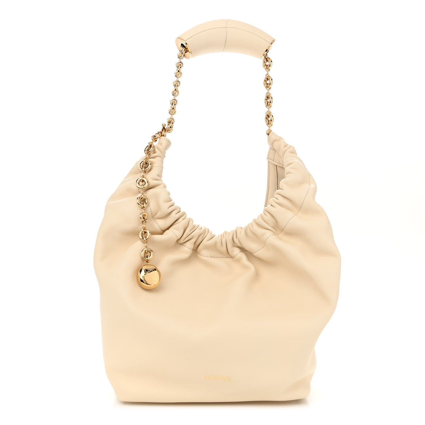 Buttery Nappa Lambskin Small Squeeze Bag Chalk