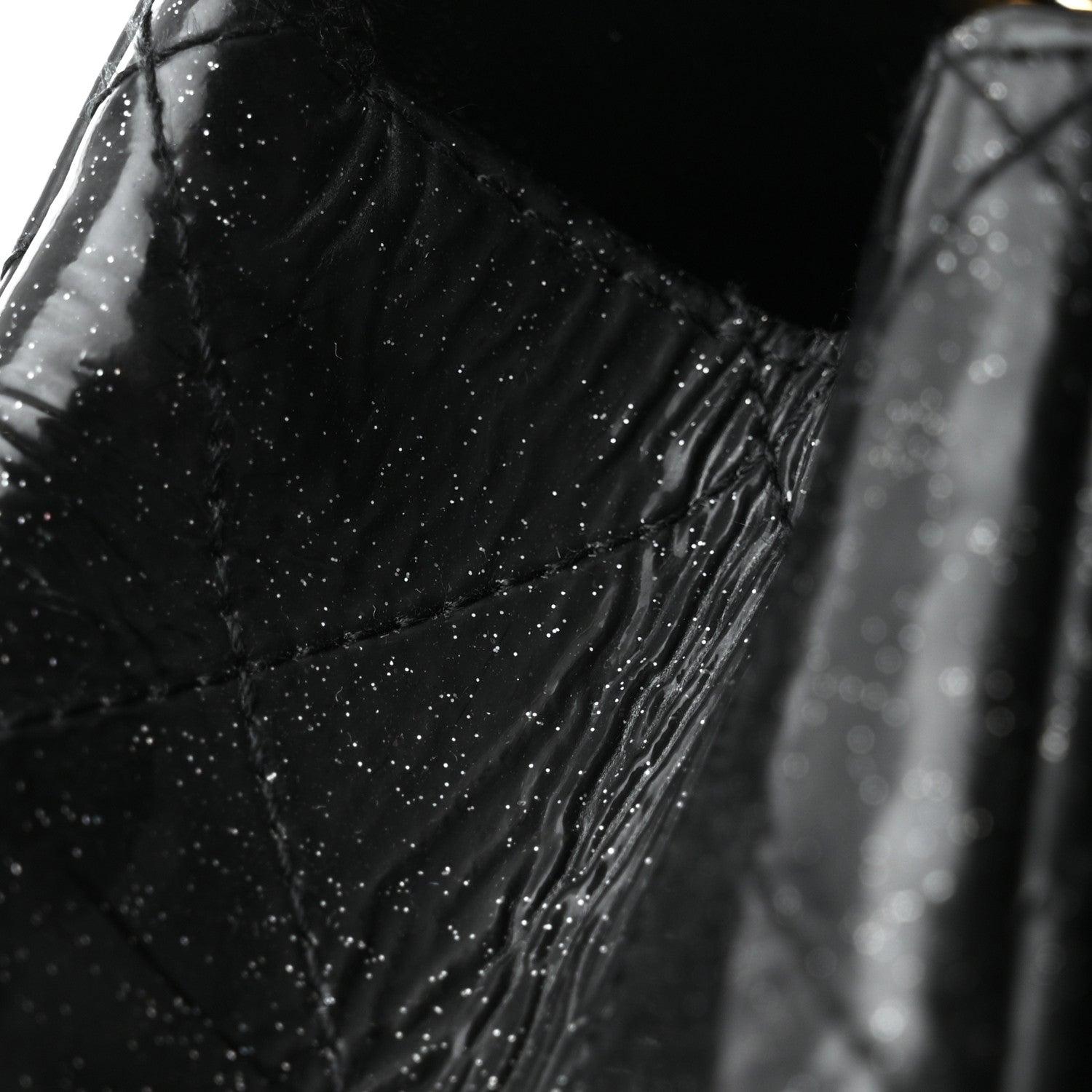 Chanel Patent Quilted Sparkle Glitter Jumbo Single Flap Black 12 of 13